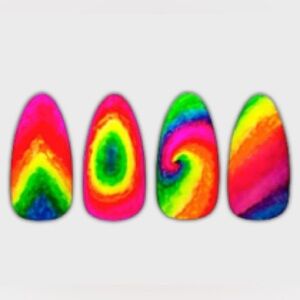 Sold out vintage Tie Dye For full set Y2K rainbow nails NWT